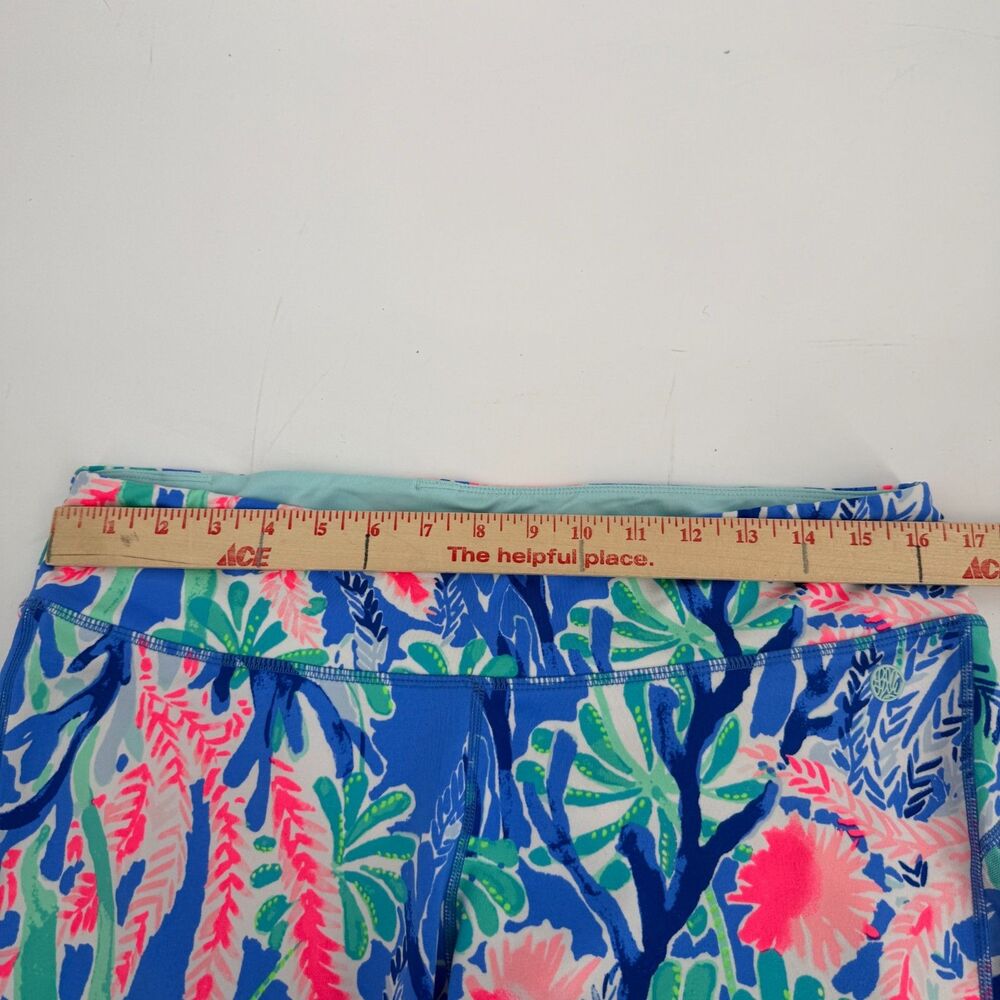 Lilly Pulitzer Luxletic Legging Women XL Blue Weekender Crop Tropical Coastal - Picture 11 of 13